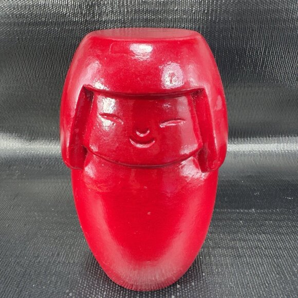 Kokeshi Doll Red Clay Japanese Terracotta Pottery Sculpture 8inch Heavy Figure - Picture 11 of 11